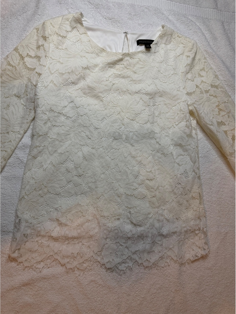 Banana Republic Women's Ivory Lace Long Sleeve Blouse XS - #1084